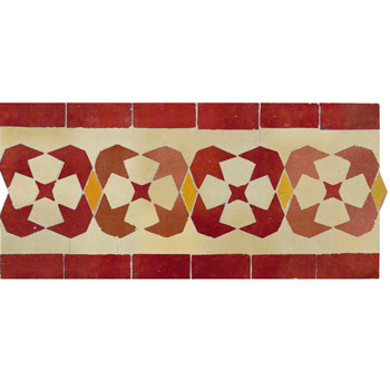 Mosaic House Moroccan tile Mshita 11-7-4-16 Rust,   Red,   Beige,   Gold, ochre   solid zellige, mosaic, zellij, border, glaze, intricate, traditional 